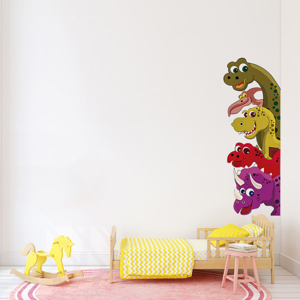 Söta dinosaurieväggklistermärken vardagsrum sovrum barnrum dekoration vänd åt vänster