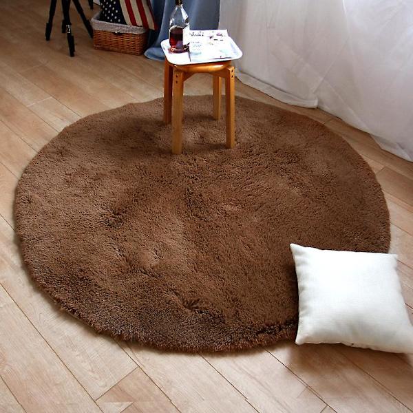 Pyöreä kylpymatto, liukumaton nukkamatto, mikrokuituinen nukkamatto, erittäin imukykyiset matot, konepestävä yöpöydän pehmeä lattiamatto, 60 cm Brown