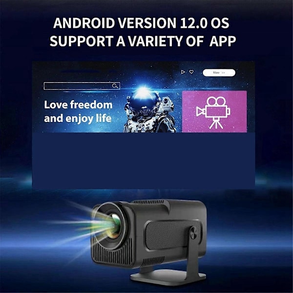 HY320 Projektor Retro Spillekonsoller 30000+ Spil H713 Android11 2.4G+5G WIFI6 3D Spilprojektor Understøtter 2 Spillere EU Stik