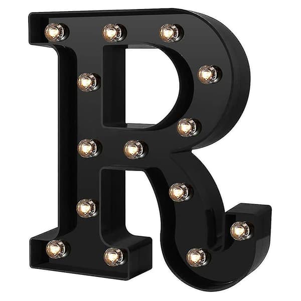 Nydesignede LED-bogstavlys 26 alfabet sorte dekorative Marquee-lamper til bryllupsfest R