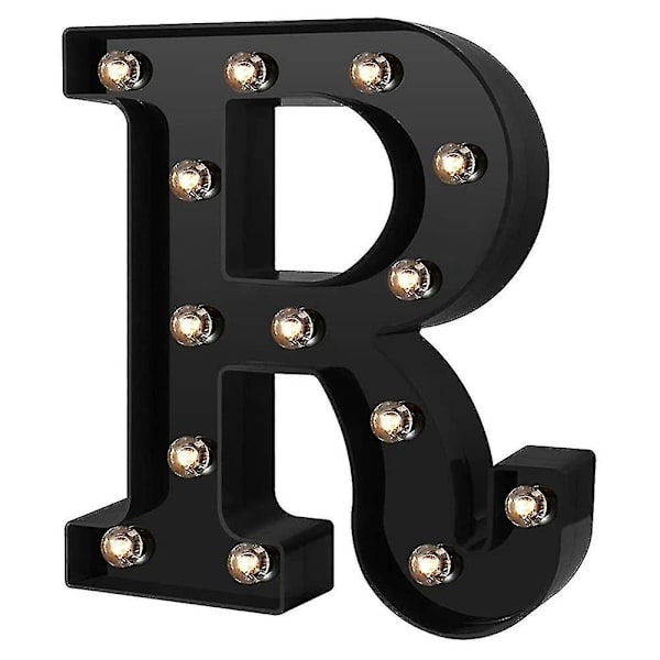 Nydesignede LED-bokstavlys 26 alfabet svart dekorative Marquee-lamper for bryllupsfest R