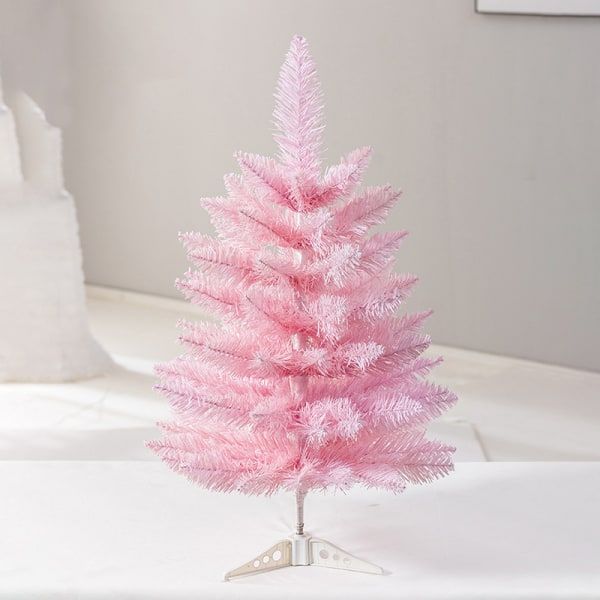 60 cm rosa julgran PVC fest fritidshus display dekorationer DIY mini personliga fönster handgjorda tillbehör dekoration