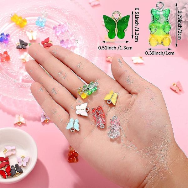 40 kpl/65 kpl akryyliperhoskoruja ja karhumakeisriipussetti 45 Butterflies*20 Bears