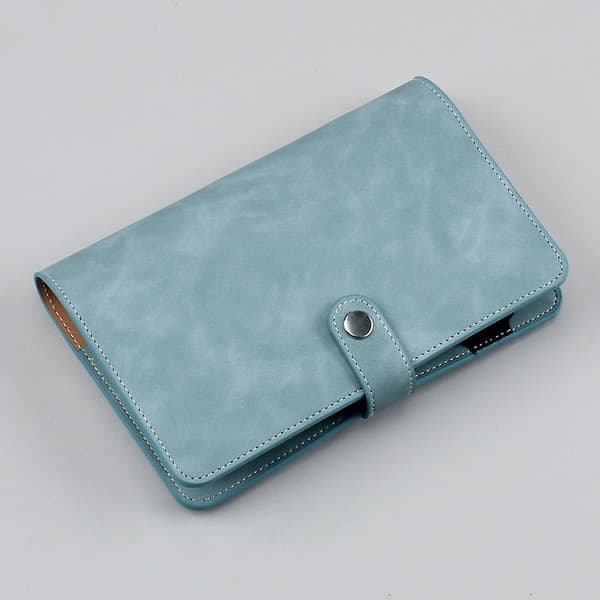Läderomslag med pärmfickor för anteckningsböcker Retro Blue