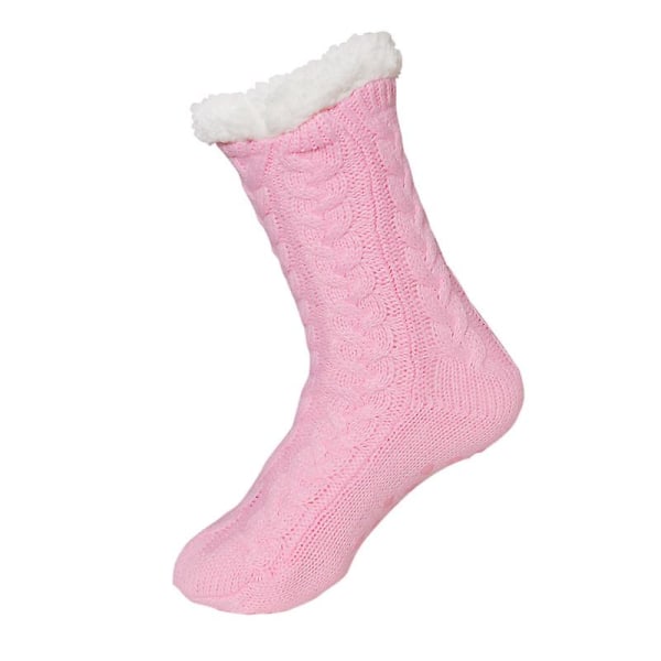 3 par rosa varme sokker, tykke fløyels sklisikre sokker, sovesokker teppe