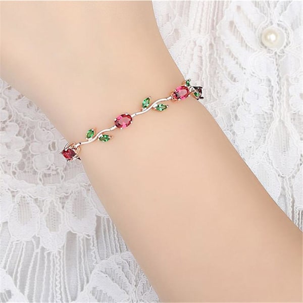 Lovely White Gold Plated Aaa Cubic Zirconia Gemstone Flower Vine Bracelet For Mothers Girls Girlfriends