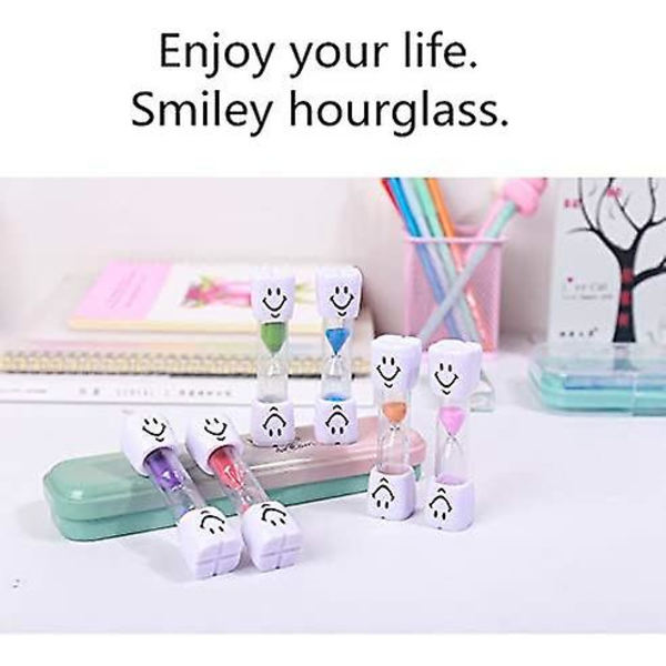 4 stk Sand Timer Fargerik Smiley Timeglass Timer 2 Minutter Børsting Green