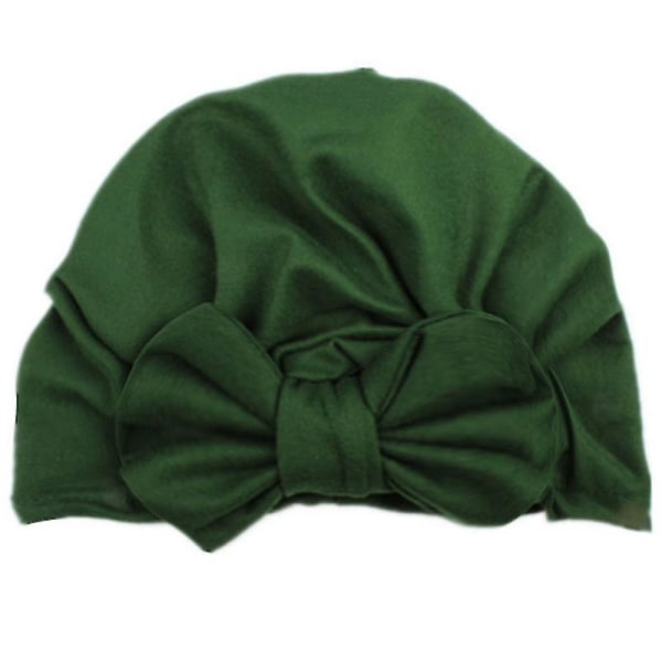 Nyfödd baby turban knut huvud wrap bekväm pojkar flickor mössa hatt keps Green