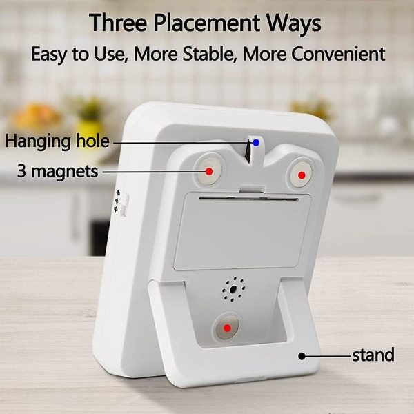 Digital dobbelt køkkentimer, 3 kanaler optælling/nedtælling timer, madlavningstimer, stort display, høj lydstyrke alarm og blinkende lys med magnetisk bagside, Sta