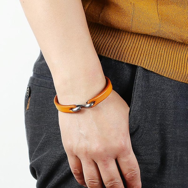 Retro Enkelt Nötkreatursläder Armband Prydnad Punk Rock Läder Armband