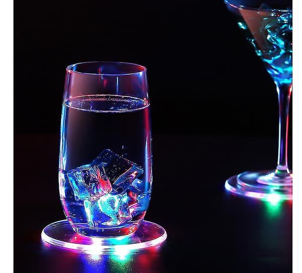 Led Farverige Coaster 2 Stk Drikkebrikker
