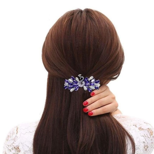 Retrokristalli strassiraidallinen ranskalainen hiusneula muoti rusetti morsiamen kevät hiusneula naisten asusteet luksuskorut kullattu hopea violetti riikinkukko