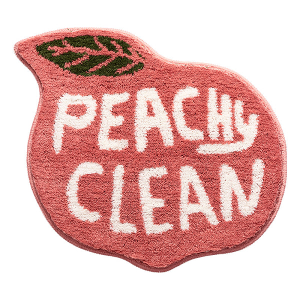 Peach badrumsmatta, härlig tecknad badmatta för barn, Peach plysch badrumsinredning, rosa korall, absorberande halkfri fotmatta