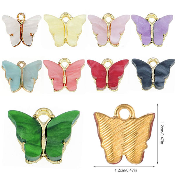 34 stk. sommerfugle charms akryl sommerfugle vedhæng til smykkefremstilling Diy halskæde armbånd øreringe fremstilling håndværk tilbehør 34pcs pink