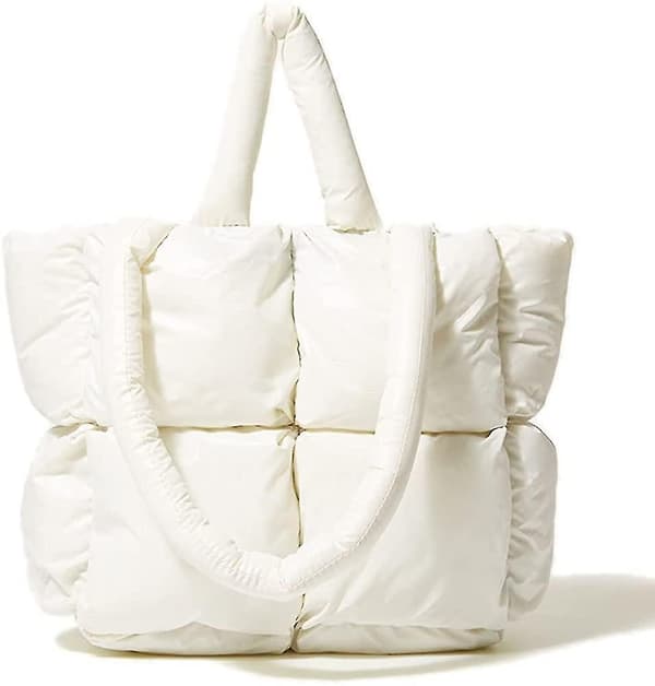 Stor Tote Bag för kvinnor, lyxiga vadderade handväskor och axelväskor för kvinnor, vinternylon dun bomull axelväskor