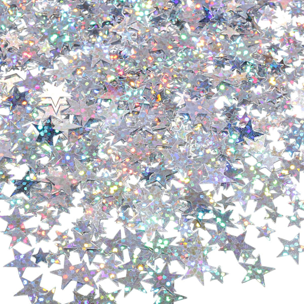 120g Star Paper Färgglad Flash Star Bordspapper Färgglad folie Metallic Stars för fest Bröllopsfestival Dekoration Flash Silver, 10mm och 6mm