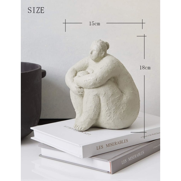 Kunst Kvinde Skulptur Statue Yoga Decor Gave Resin Figur Kunst 18cm，sitte