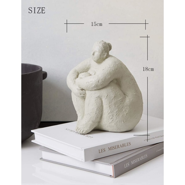 Kunst Kvinde Skulptur Statue Yoga Dekoration Gave Resin Figur 18cm, sidde