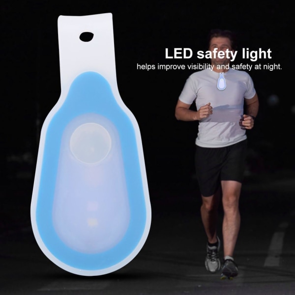 Löparljus för löpare Vattentät Bärbar Utomhus LED Mini Nattknapp Silikonklämma Strobe Ljusblått Ljus