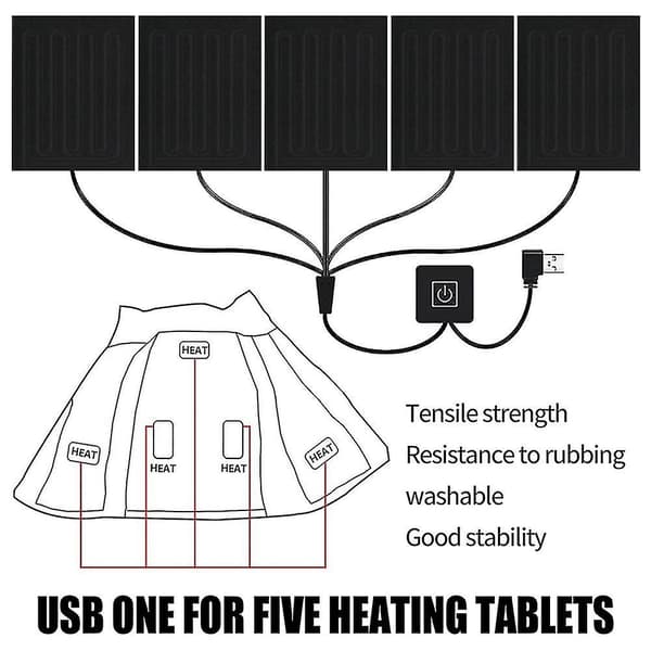 5v Usb Elektrisk Klær Jakke Varmer Temperaturskontroll Puter Theramal Varme Puter 5PCS