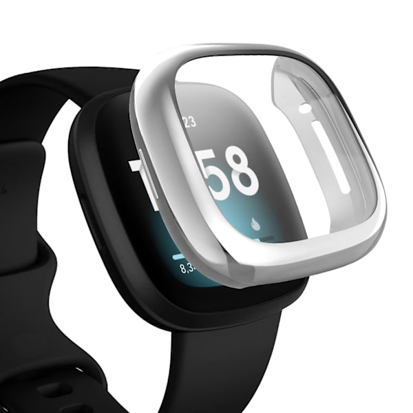 Yhteensopiva Fitbit Sense/versa 3 -näytönsuojan kanssa Tpu-pinnoitettu täyspeittävä näytön puskurisuojakotelo Silver