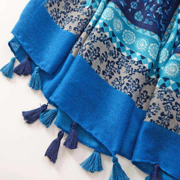 Boho Scarf Dam Lätt Vikt Blommig Tryck Scarf Mode