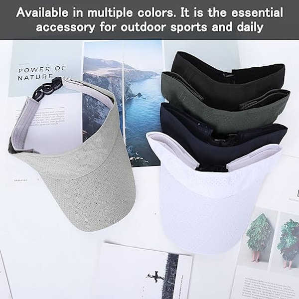 Visor för män och kvinnor - Golf Tennis Solskärm Justerbar Sport Solskärm Mycket tunn Snabbtorkande Solskärm Unisex Kep Keps，Svart