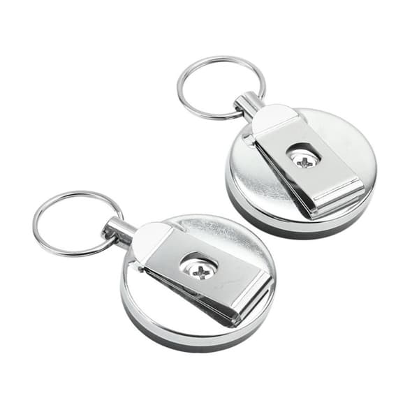 4 stk. Semi-Metal Easy Pull Nøglering, Easy Pull Retractable Nøglering, Forskellige Farver på Begge Sider