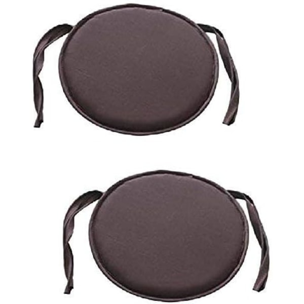 Set of 2 Padded Garden Chair Cushions with Ties 38 x 38 cm Coffee