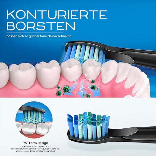 Svart 10-ersättningsborsthuvuden 10st Kompatibel med FairywillD7/D8/FW507/FW508/FW551/FW2011/FW917/FW959/FW515/Seago SG E9 Elektrisk Tandborste Mjuk