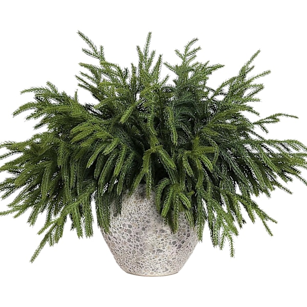 Christmas Norfolk Pine Branches, 18 Inch Real Touch Artificial Pine Stem Fake Greenery Pine Picks for Vase DIY Garland Wreath Home Decoration