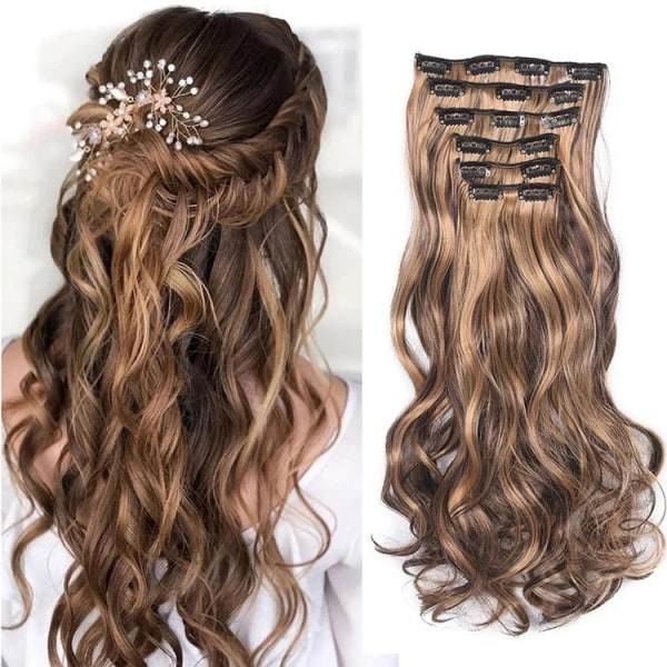 Parykstykker Kvinne Hårforlengelser 6 Stykker 16 Klips 1BH613#