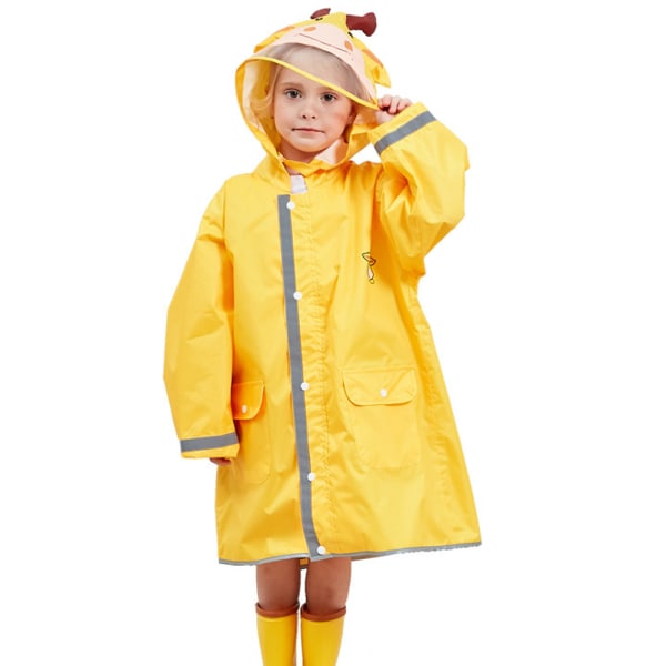 Barnponcho, toddler med huva, vattentät regnjacka, 3D tecknad barnregnjacka för flickor och pojkar gul, medelstor