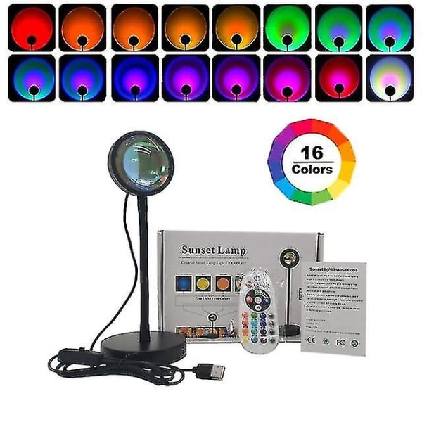 16 farger solnedgangslampe stue barcafe led projektor nattlys butikk bakgrunnsvegg Remote Control lamp