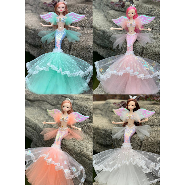 Sett med fire Barbie Fashion Doll Ballerina Sparkling Lights, leketøy for barn, fra 3 år og oppover