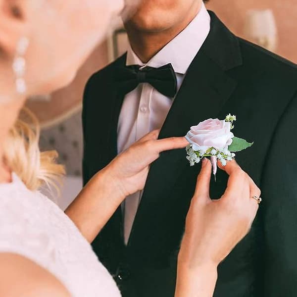 1 kpl Tekoälyhäät Rannekoru Rannekoru Napinläpi Häät Rintaneula Ruusut Rannekoru White