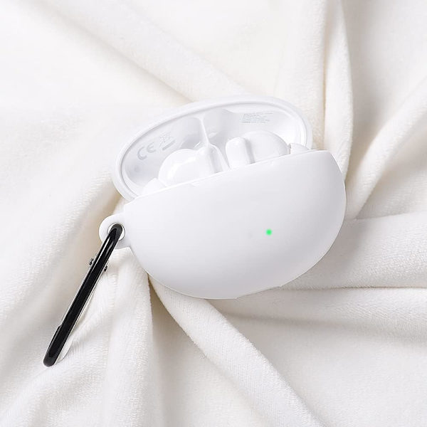 Silikonikuori Huawei FreeBuds 4i:lle, [Tukee Langatonta Latausta] [Iskun Kestävä Suojakotelo] ​​[Karabiini] -Ihana 3D Piirretty-Musta Valkoinen