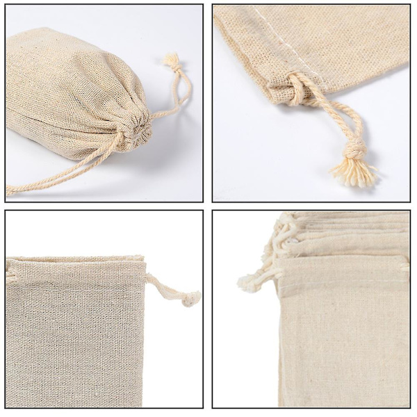 20 st bomullspåsar linnesnöre presentpåsar smyckesförpackningspåsar 12x15cm