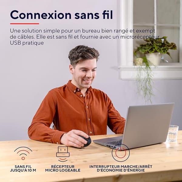 Trådløs mus, ergonomisk vertikal mus, LED, forebyggelse af musesyndrom og epicondylitis, til højrehåndede, pc, computer, bærbar computer, Mac