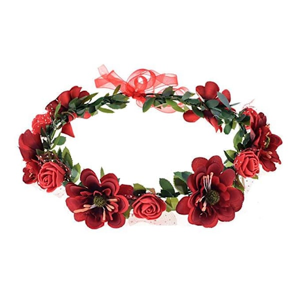 Rött älvkrona-diadem justerbart bälte och krona diadem krans bröllopsdiadem för barn och flickors huvudbonader