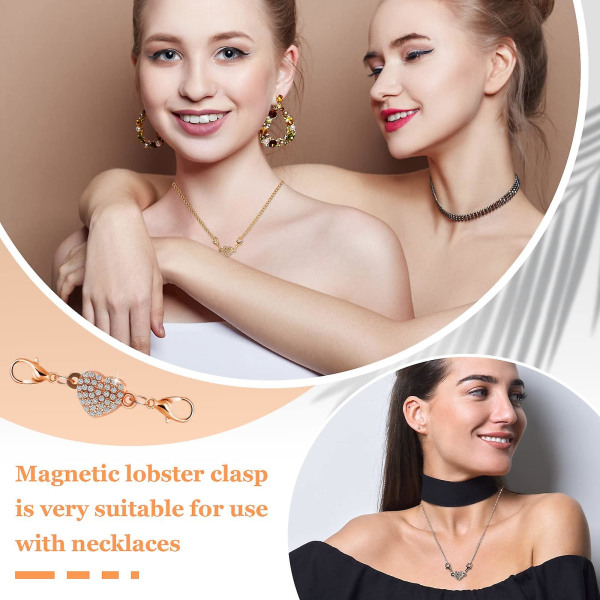 8 st magnetlås för smycken låsning magnetiska smycken lås berlocker med hummer lås Självjusterande magnetiska strass lås magnetiska halsband Type 1