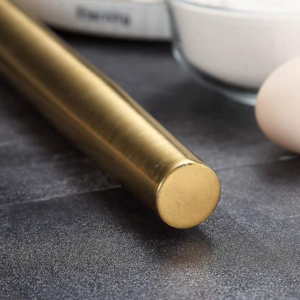 Rullepind i rustfrit stål med mat finish og guld titanium belægning til bagning