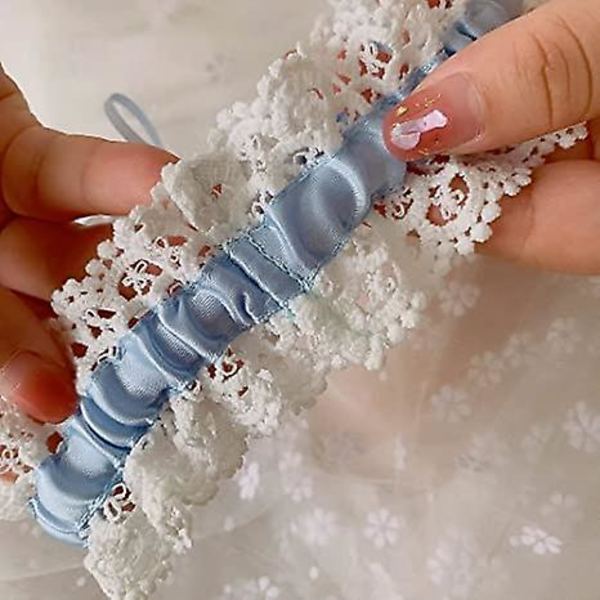 Brude Strømpebånd Bryllups Strømpebånd Benring Ben Strømpebånd Blonder Til Bruden Med Rhinestones Satinbue Elastisk Blomster Strømpebånd