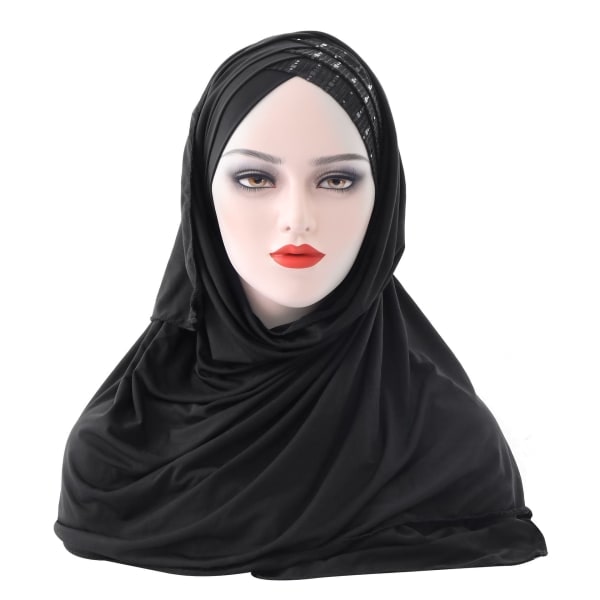 Naisten Hijab Muslimi Hijab Täyspeitto Pitkä Huivi - Musta