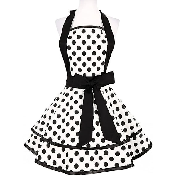 Retro Förkläde För Kvinnor Söt Vintage Förkläde Prickig Förkläde Kök Förkläde