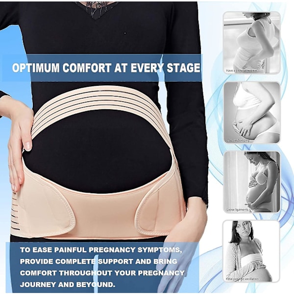 Maternitybälte Graviditetsbälte Magband Midjeband Ryggbälte Magbälte Stöd Stöd, Beige, One Size