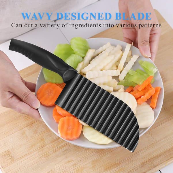 Rostfritt stål Crinkle Chip Cutter Garnera Slicer Wave Cutter För Grönsaker Frukt Potatis