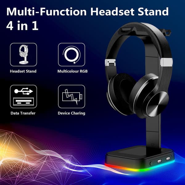 RGB-headsetstativ Färgförändrande headset Gaming headsetstativ
