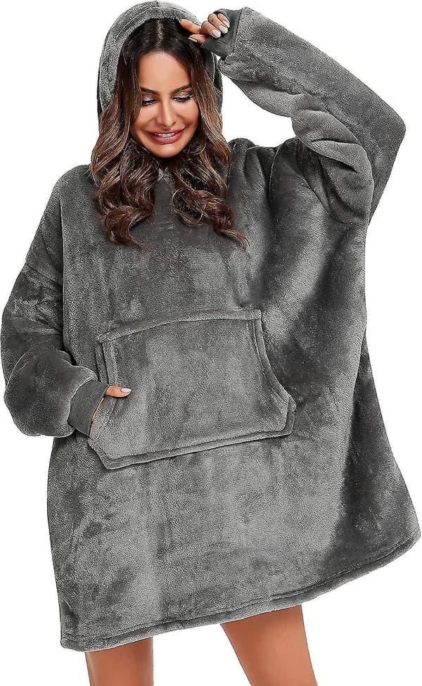 Pullover Sweatshirt Hætte Robe Tæppe Hoodie Lazy Tæppe Pyjamas Hætte Fleece Termisk