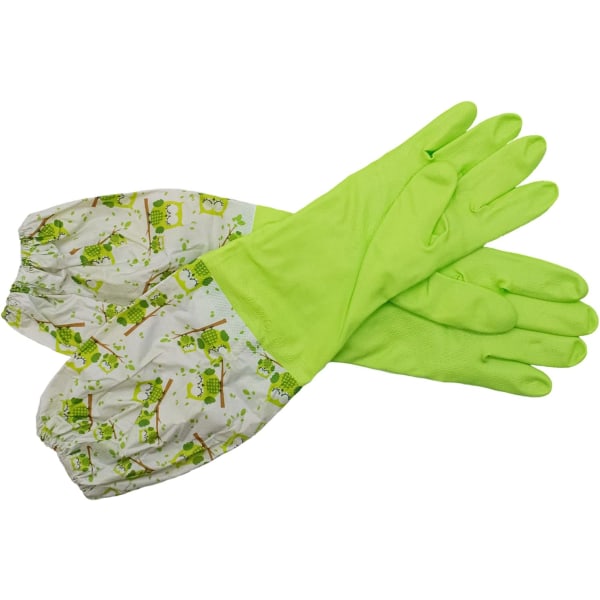 Long Rubber Pond and Drain Gloves - Household and Garden Chores, Weeding, Washing, Cleaning and Dishwashing - Extra Sleeve Protection，Green